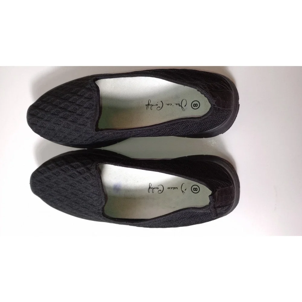 Jessica Candy Black Cushioned Knit Slip On Shoe Womens 8 Casual Mesh Flat
